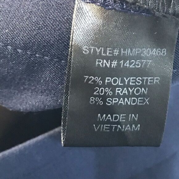 HAUTE MONDE Slim Cropped Navy Pants With Red Side Stripe - Picture 7 of 8